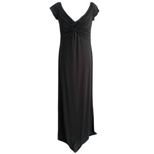 David Meister Maxi Dress Knit Front Women’s 12 Black Formal Wedding Guest